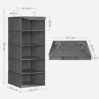 SONGMICS Hanging Organizer, Closet Organizer, Hanging Shelf, Hanging Storage, Foldable and Space-Saving, Metal Hooks and Bamboo Inserts, Linen-Like Texture, Gray RYCH06G