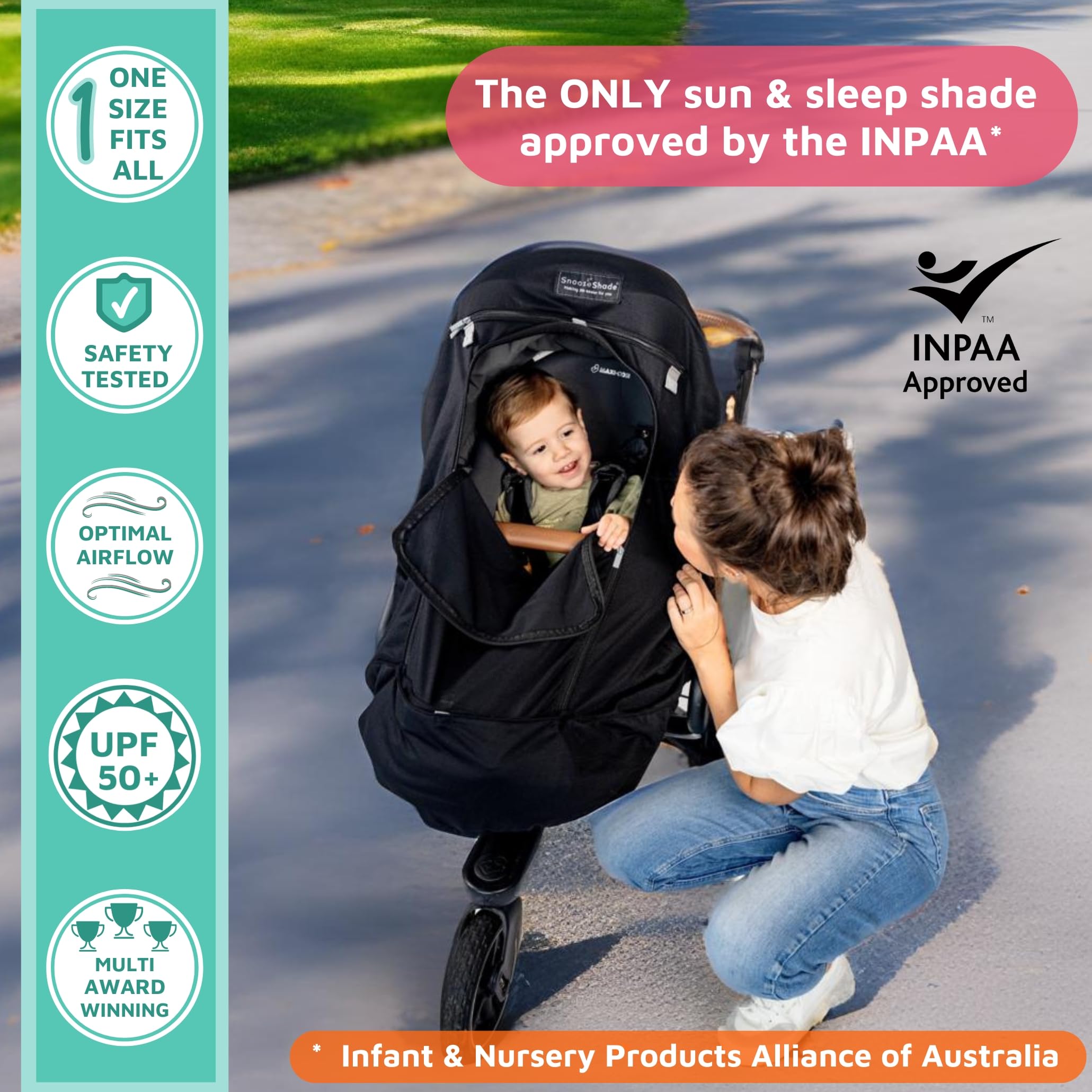 SnoozeShade Plus Extra Stroller Sun Shade & Mosquito Net – Breathable Mesh with Peek‑a‑Boo Window – Universal Fit for Travel, Umbrella & Jogging Strollers – Blocks 99% UV