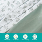 Next to Me Crib Sheets 4 Pack,Ultra Soft Sheets Fitted 83x50cm,Compatible with Chicco Next2Me & Tutti Bambini Cozee Crib Mattress,Green Leaf