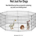 New World Folding Metal Dog Exercise Pen and Pet Playpen with No Door, Includes Grounding Stakes and Provides 1.5 Meters of Play Space, 76 cm Tall, Black E-Coated, B552-30