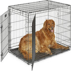 MidWest Homes for Pets Newly Enhanced Double Door iCrate 106.68 cm (42-Inch) Long Dog Crate, Includes Leak-Proof Pan, Floor Protecting Feet, Divider Panel & New Patented Features, Black, Model 1542DDU