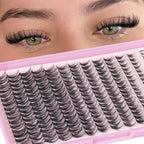 Goddvenus Individual Eyelashes Wispy Lash Clusters Kit D Curl Eyelashes Individual Kit Natural Lash Extension Kit with Russian Cluster Lashes Glue Bond and Seal and Lash Tweezers (D Curl 192pcs)