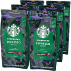 STARBUCKS Espresso Roast, Dark Roast, Whole Coffee Beans 200 g (Pack of 6)