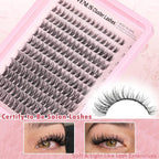 Goddvenus Individual Eyelashes Wispy Lash Clusters Kit D Curl Eyelashes Individual Kit Natural Lash Extension Kit with Russian Cluster Lashes Glue Bond and Seal and Lash Tweezers (D Curl 192pcs)