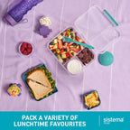 Sistema Bento Box TO GO | Lunch Box with Yoghurt/Fruit Jar | 1.65 Litre | BPA Free | Aqua Green
