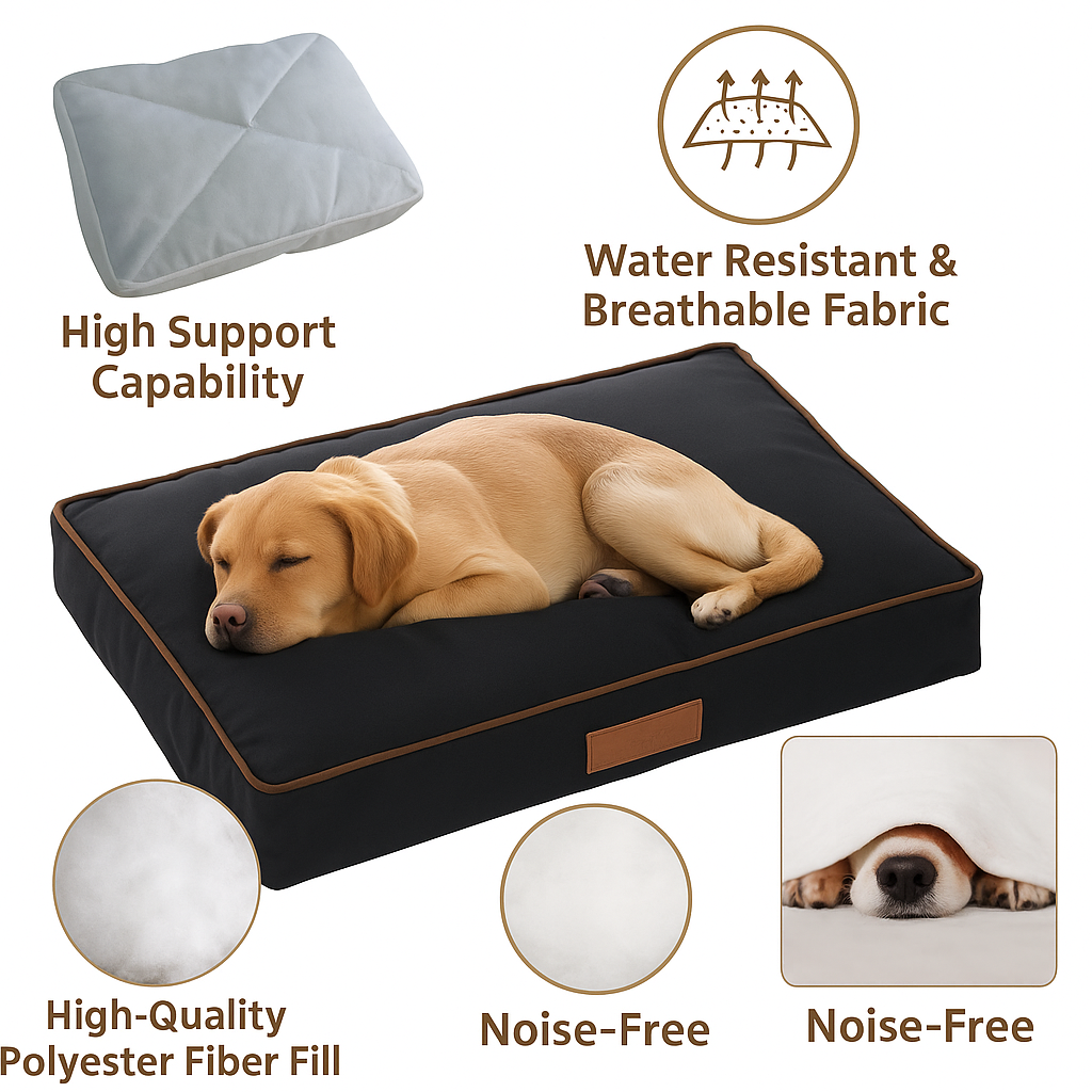 Ellie-Bo Large Dog Bed for 36-inch Dog Cage/Crate - Black Waterproof