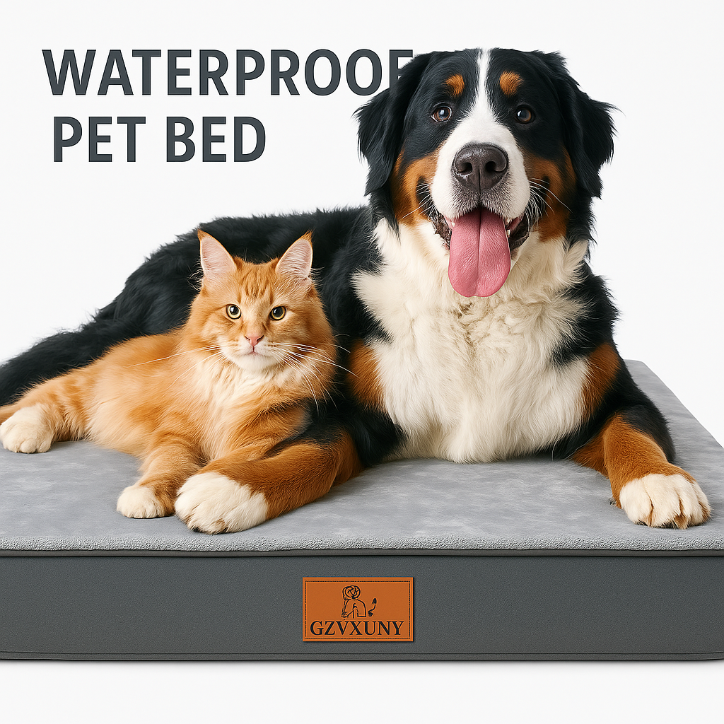 Gzvxuny Orthopedic Dog Bed for Medium, Large and Extra Large Dogs, Dog Bed with Removable Waterproof Cover, Egg Foam and Non-Slip Bottom, Pet Bed Machine Washable, Grey XL(104x74x10cm)