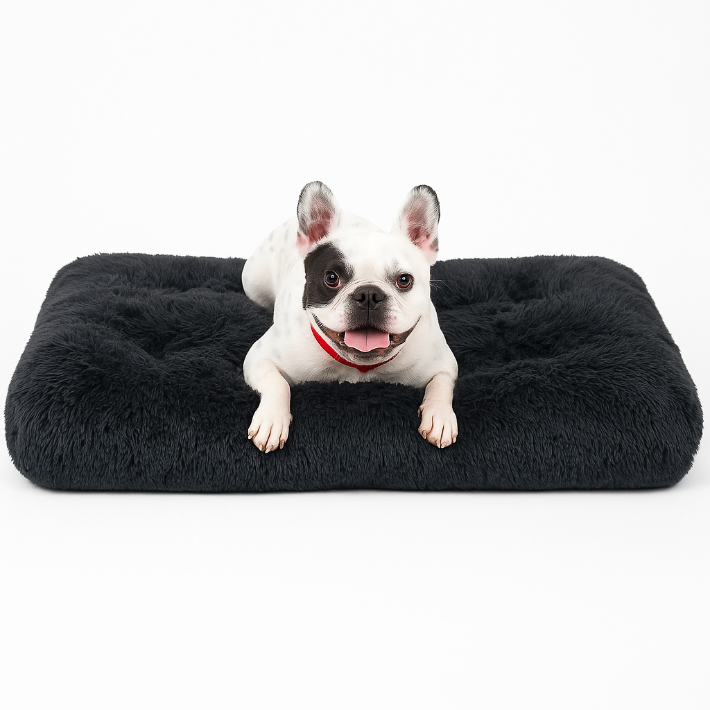 KSIIA Extra Large Dog Bed Washable, XL Calming Crate Mattress with Non Skid Bottom, Fluffy Anti Anxiety Dog Beds, Pet Pillow Cushion, Dark Grey, 105x70x9cm