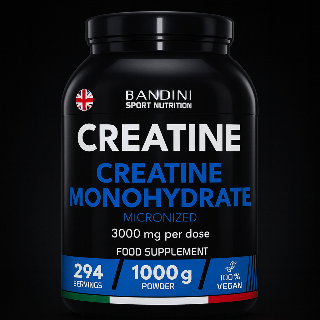 Bandini® Creatine Monohydrate Powder 1kg/1000g | Pure Creatin Micronised | Improve Training, Sports, Gym, Pre Workout, Physical Performance and Recovery | Muscle Power & Strength | 100% Vegan | No GMO