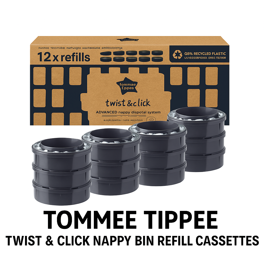 Tommee Tippee Twist and Click Nappy Bin Refill Cassettes, Pack of 12 Refill Cassettes with Multilayer, Antibacterial Film for Odour and Germ Protection