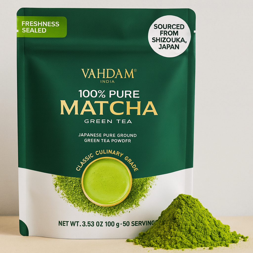 VAHDAM, Matcha Green Tea (100g) 100% Pure Authentic Japanese Matcha Green Tea Powder - Matcha Premium Grade From Japan - Japanese Green Tea Powder