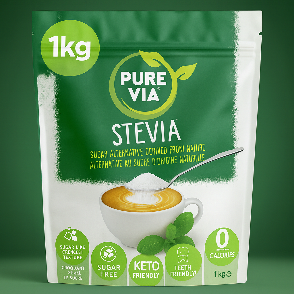 Pure Via - Crystallized Powder, Alternative to Natural Sugar - Stevia, Zero Calorie, 1 x 1 kg