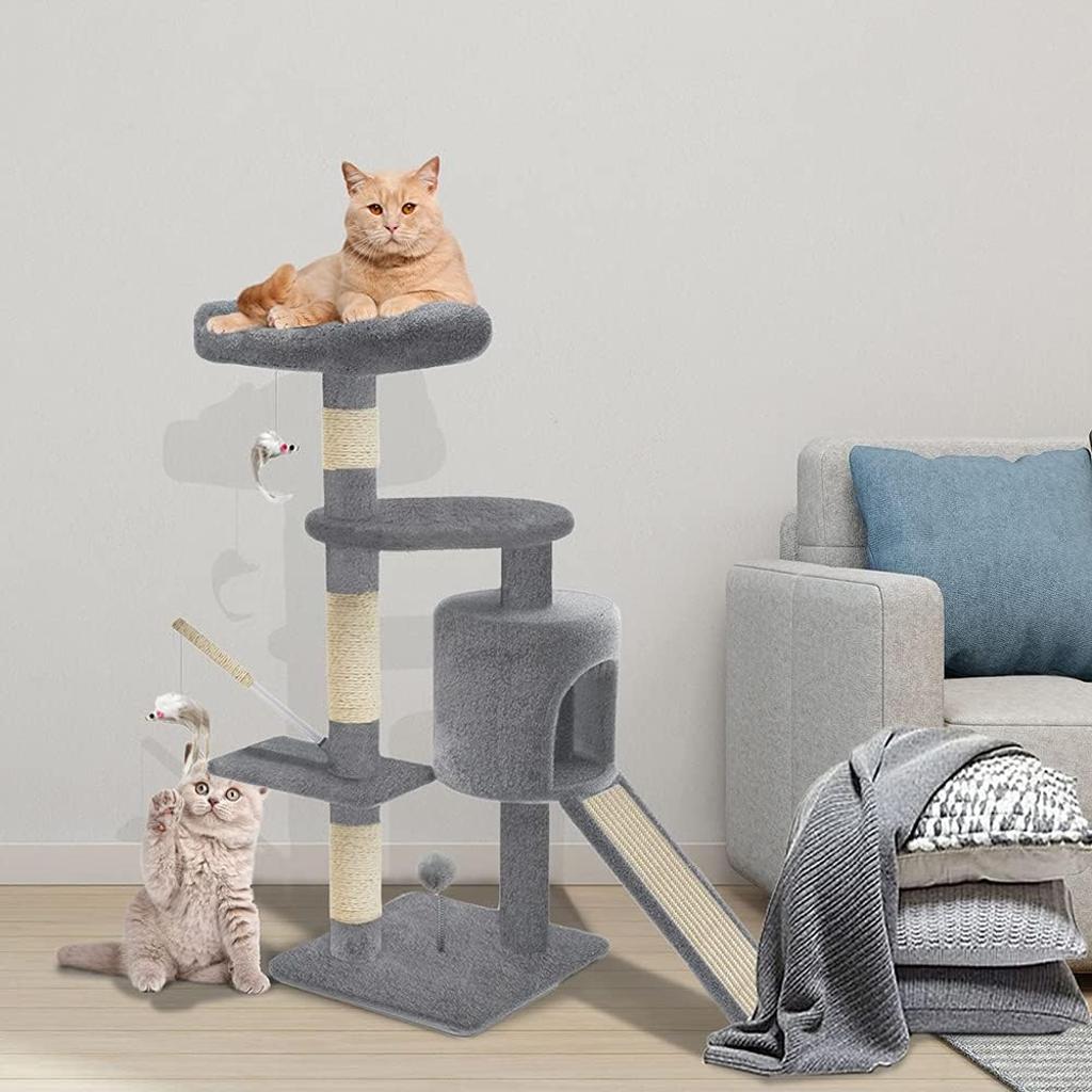 Cat Tree Tower, Cat Condo with Sisal Scratching Post, Multi Level Cat Climbing Frame Indoors, Cat Activity Tree, Beige, XL
