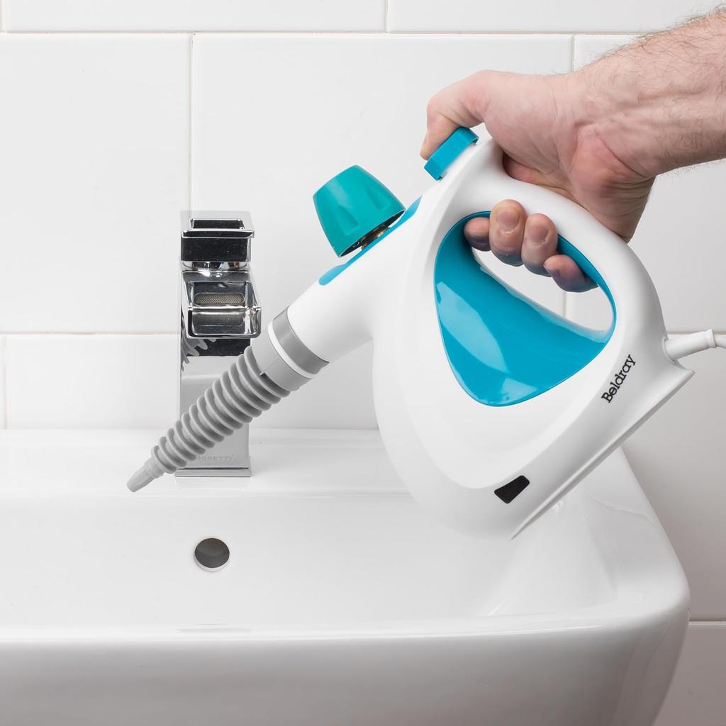 eldray BEL0701TQN 10-in-1 Handheld Steam Cleaner - Clean, Sanitise & Refresh Surfaces, Tiles, Mirrors & Windows, Chemical Free Cleaning, Includes Nozzles, Brushes, Upholstery Head & Squeegee, 1000W