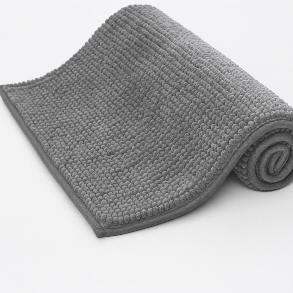 KEPLIN Non-Slip Microfibre Bath & Toilet Mat - Soft, Plush & Comfortable Rug with Machine Washable Design - Water Absorbent & Quick Drying to Keep Bathroom & Home Hygienic & Clean-(40x60cm) Light Grey