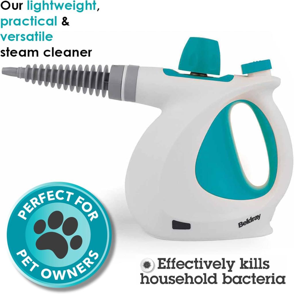eldray BEL0701TQN 10-in-1 Handheld Steam Cleaner - Clean, Sanitise & Refresh Surfaces, Tiles, Mirrors & Windows, Chemical Free Cleaning, Includes Nozzles, Brushes, Upholstery Head & Squeegee, 1000W