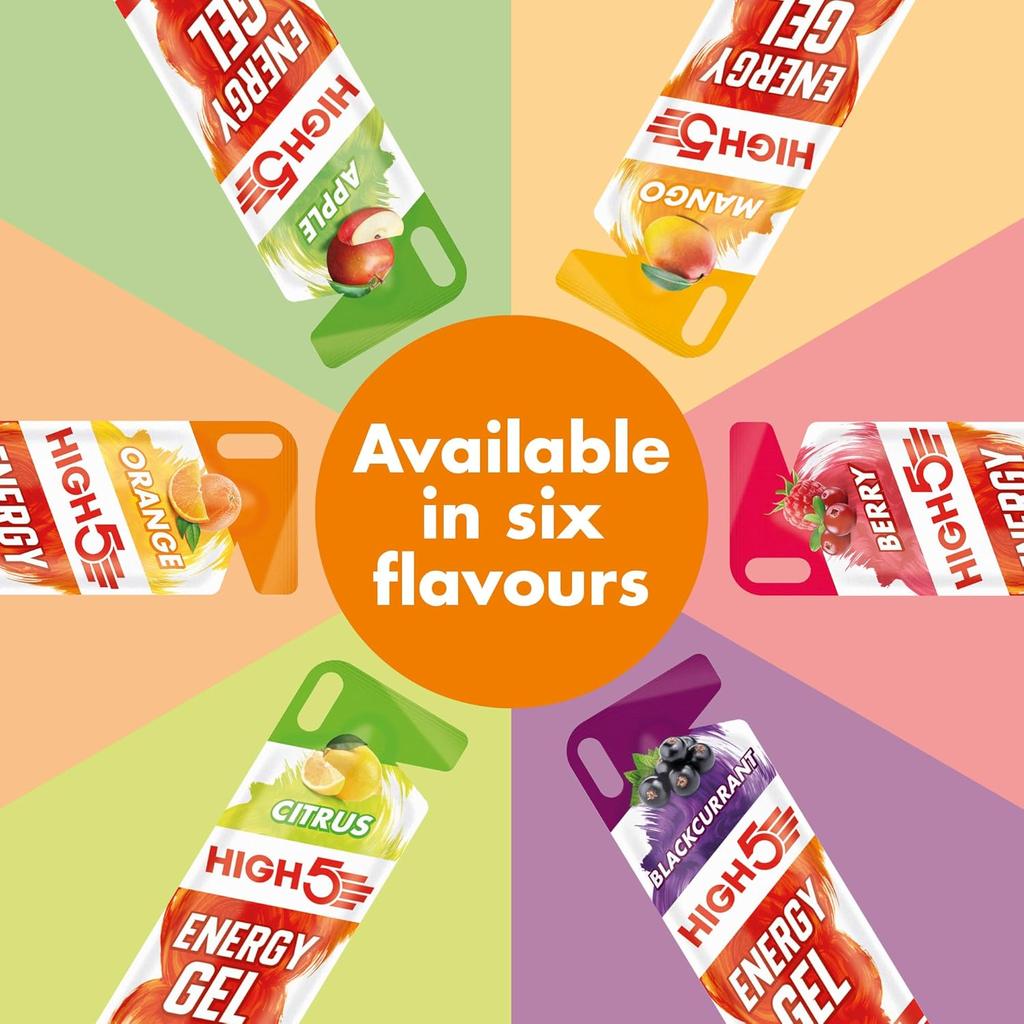 HIGH5 Running Gels Energy - Running Essentials for Quick Release Energy - Natural Fruit Juice & Caffeine-Free - Ideal as Running Equipment, Cycling Supplements, Marathon Training (Orange, 20 x 40g)