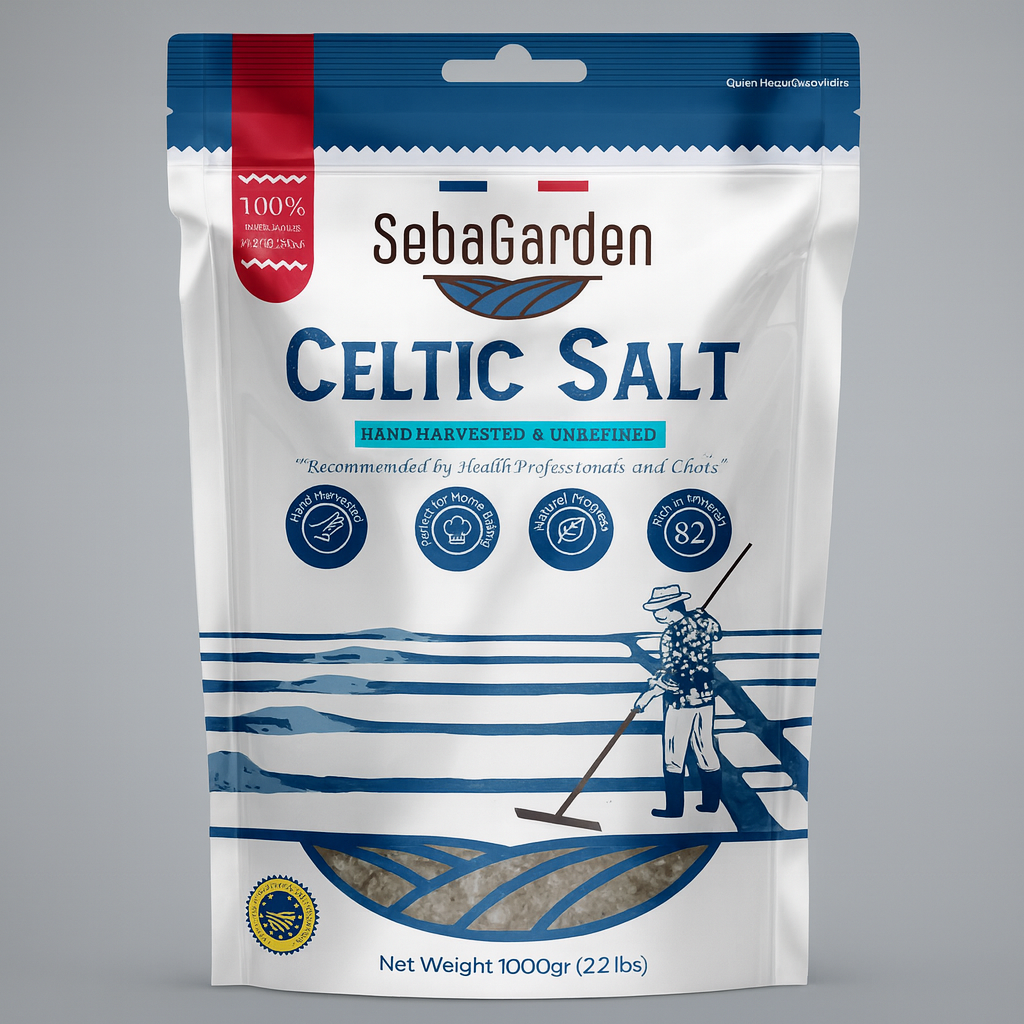 Seba Garden Grey Celtic Sea Salt 1kg Hand Harvested Grey Sea Salt Resealable Bag Contains Over 82 Essential Minerals