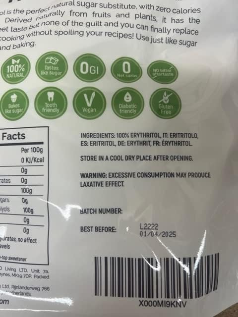 Erythritol 100% Natural 2kg | Zero Calorie Sugar Substitute