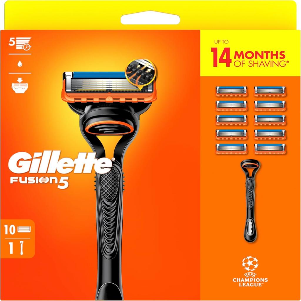 Gillette Fusion5 Razor for Men, 1 Gillette Razor, 10 Blade Refills