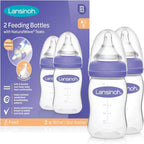 Lansinoh Baby Bottle Pack of 2 with NaturalWave Teat (160 ml), Anti-colic, Plastic 100% BPA & BPS free, Slow Flow silicone teat which is soft and flexible, purple