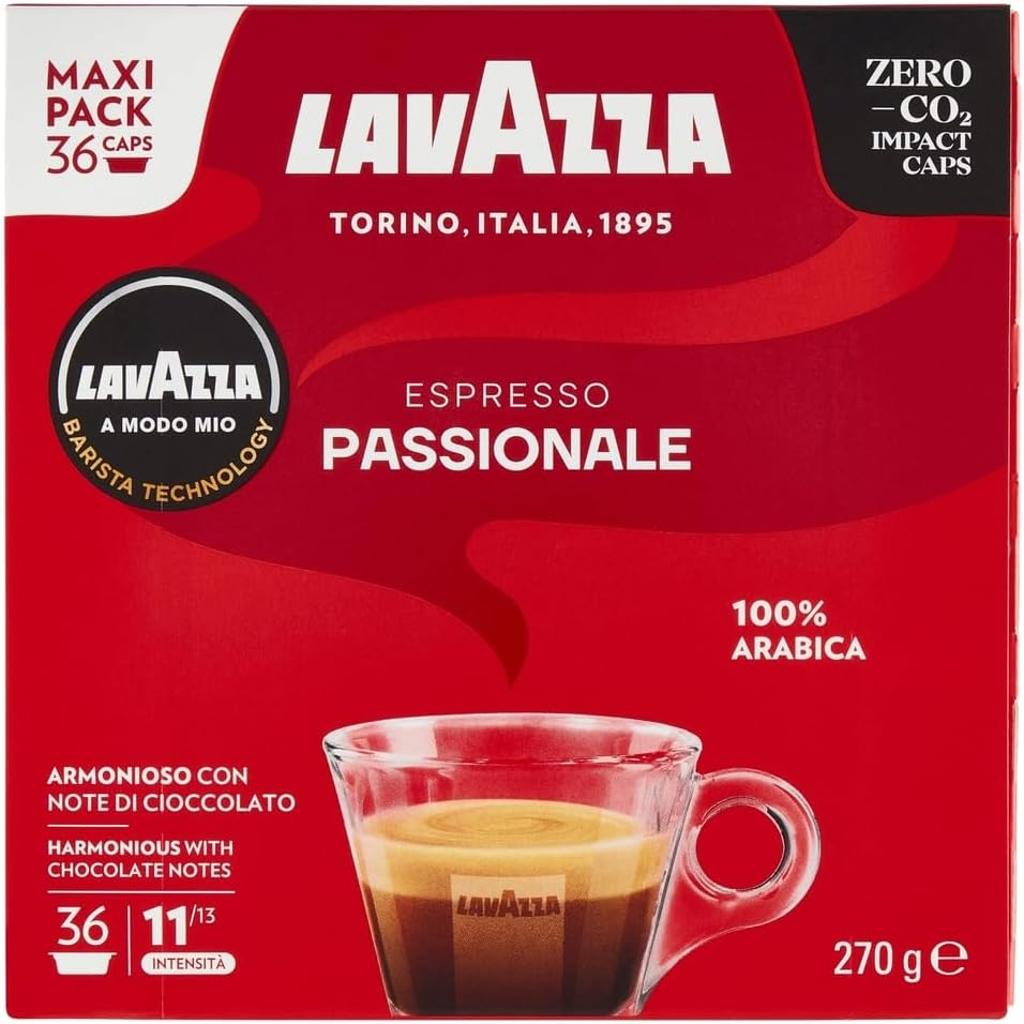 Lavazza, A Modo Mio Passionale, 256 Coffee Capsules for an Espresso with Caramel and Chocolate Notes, 100% Arabica, Intensity 11/13, Dark Roast, 16 Packs x 16 Capsules