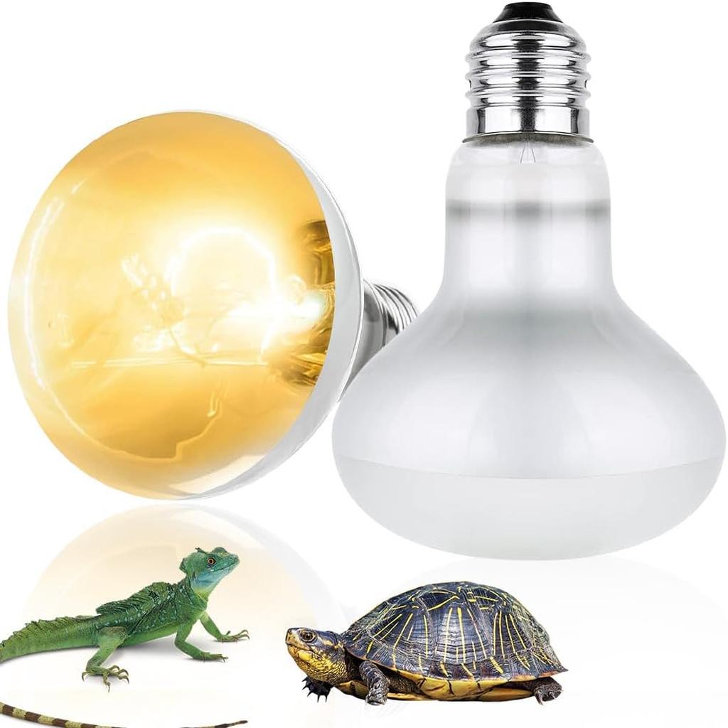 Lotvic 2 Pack 100W Reptile Heat Lamp, E27 Heat Lamp Bulb for Reptiles, Daylight Basking Spot Lamp, Tortoise Heat Lamp Bulb, Reptile Heating Bulb for Amphibian, Tortoise, Bearded Dragon (2 Pack 100W) [Energy Class A]