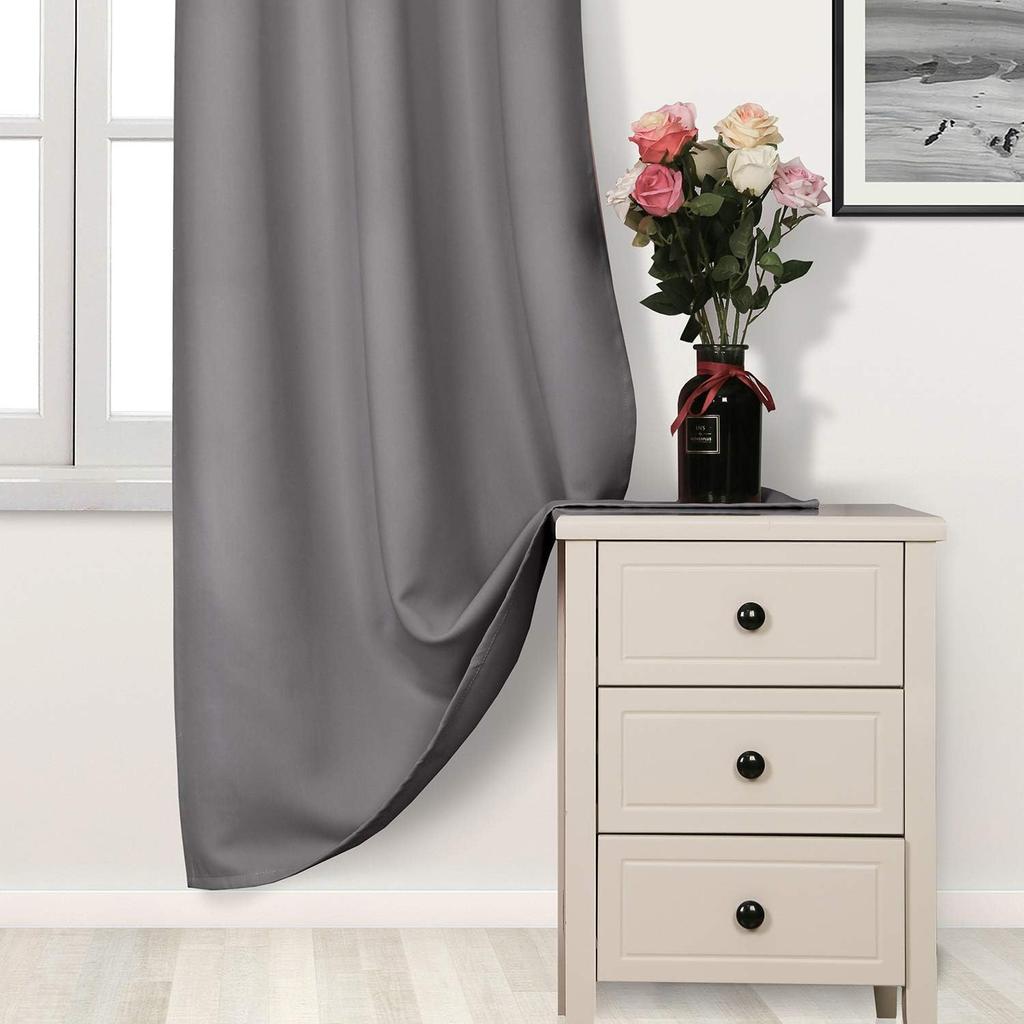 DWCN Grey Curtains for Living Room & Bedroom - Blackout Thermal Eyelet Curtains 46 x 90 Inch 2 Panels