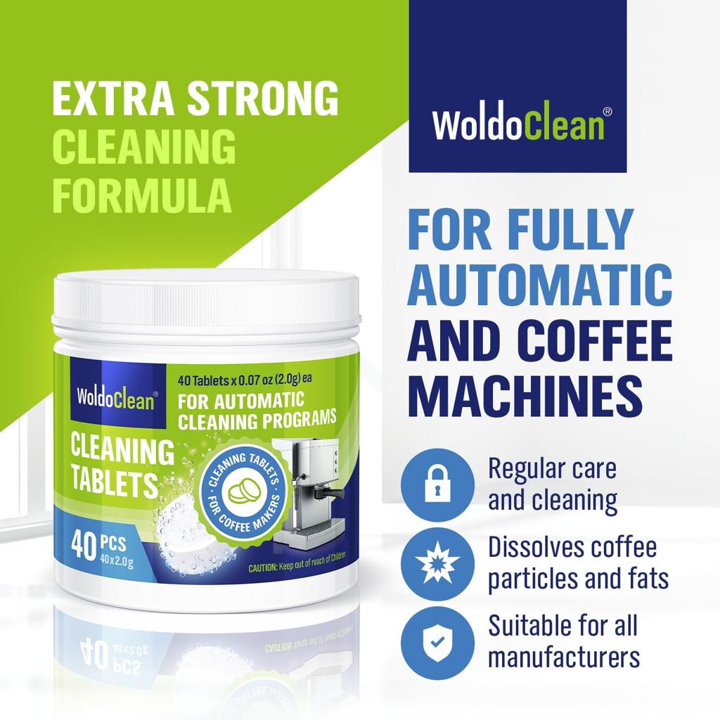 Cleaning tablets for coffee and espresso machine - Pack of 40, Cleaner suitable for automatic coffee makers and capsule machines