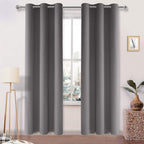 DWCN Grey Curtains for Living Room & Bedroom - Blackout Thermal Eyelet Curtains 46 x 90 Inch 2 Panels