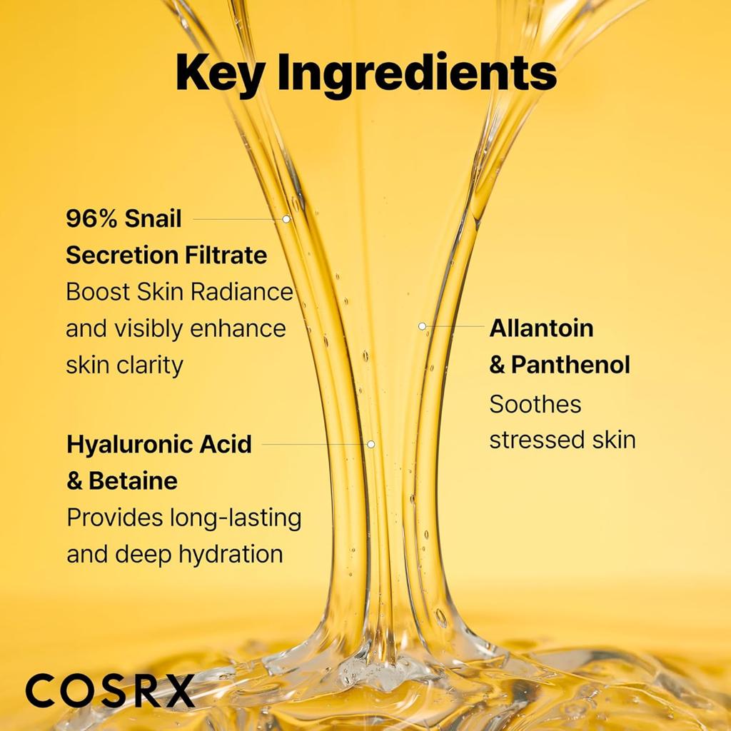 COSRX Advanced Snail 96 Mucin Power Essence 100ml, Skin Repair & Hydrating Serum, Snail Secretion Filtrate 96% & Hyaluronic acid, Korean Skincare, Animal testing free