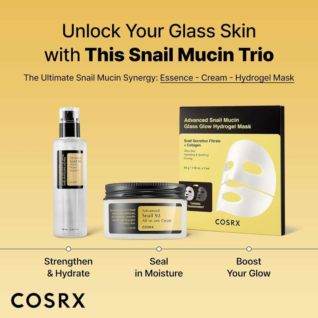 COSRX Advanced Snail 96 Mucin Power Essence 100ml, Skin Repair & Hydrating Serum, Snail Secretion Filtrate 96% & Hyaluronic acid, Korean Skincare, Animal testing free