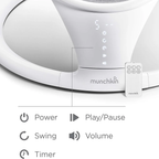 Munchkin Bluetooth Enabled Lightweight Baby Swing with Natural Sway in 5 Speeds and Remote Control, Cotton, Grey/White, 1 Count (Pack of 1)