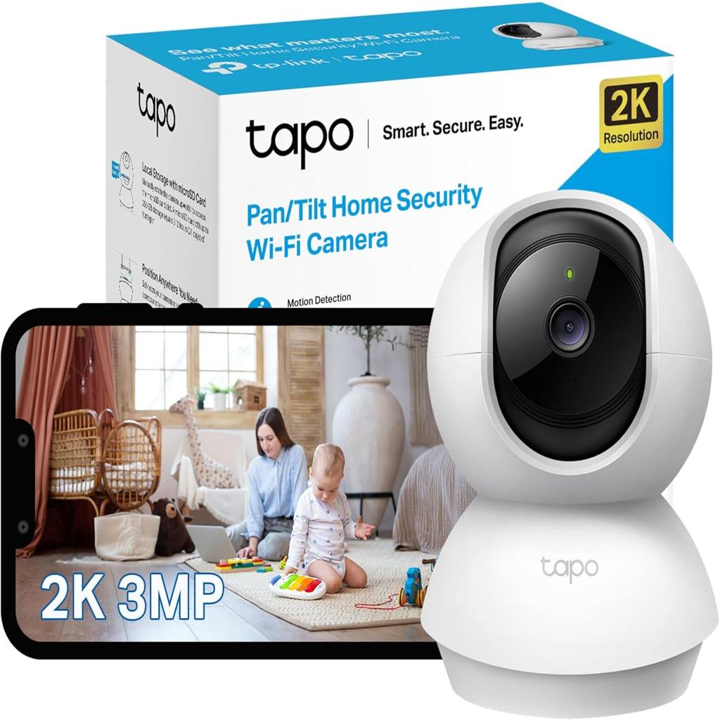 Tapo Wifi Camera, 2K 3MP Pet Camera Indoor Camera for Security, Wireless 360° for Baby Monitor, CCTV, Smart Motion Detection & Tracking, Night Vision, Works with Alexa & Google Home(Tapo C210)