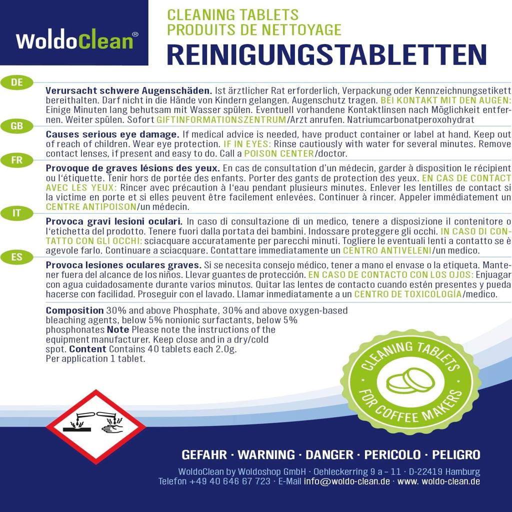 Cleaning tablets for coffee and espresso machine - Pack of 40, Cleaner suitable for automatic coffee makers and capsule machines