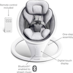 Munchkin Bluetooth Enabled Lightweight Baby Swing with Natural Sway in 5 Speeds and Remote Control, Cotton, Grey/White, 1 Count (Pack of 1)