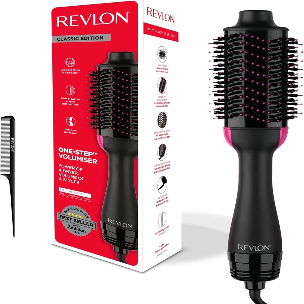Revlon Salon One-Step Hair Dryer & Volumiser with Sectioning Comb Included (for mid to Long Hair, One-Step Technology, 2-in-1 Styling Tool, Ionic & Ceramic Technology) RVDR5222UKAMZ