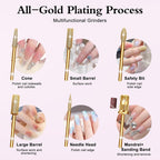 Sheviver Electric Nail Drill, Electric Nail File for Acrylic Gel Nails, Professional Nail Drills Machine Efile Manicure Pedicure Tools with Gold Nail Drill Bits for Home Salon Use