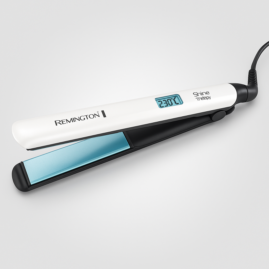 Remington Shine Therapy Hair Straightener with Advanced Ceramic coating infused with Moroccan Argan Oil for sleek & smooth glide, Floating plates, Digital display, 9 settings 150°C–230°C, S8500